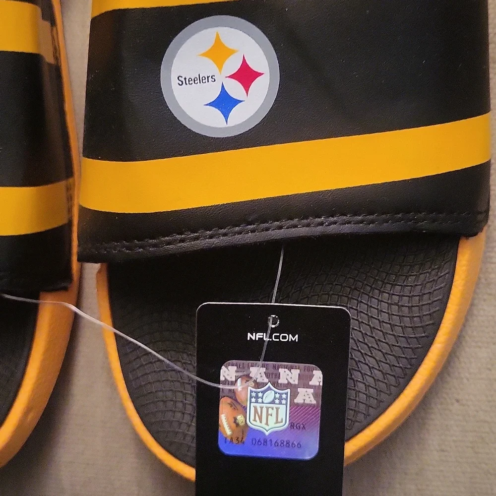 NFL Steelers Black and Yellow Slide Sandals - Picture 3 of 6